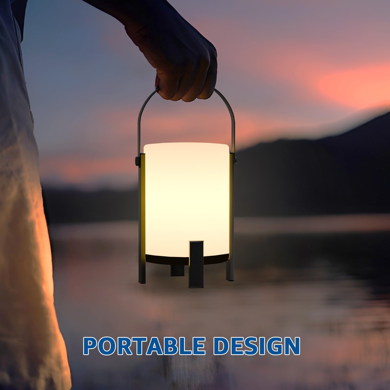 RWWR Lampe de Table Sans Fil Portable LED Lampe de Table d'Extérieur 3000K et Mode Bougie Lampe de Table Rechargeable Dimmable avec Fonction Minuterie IP44 pour Camping Jardin Balcon Terrasse