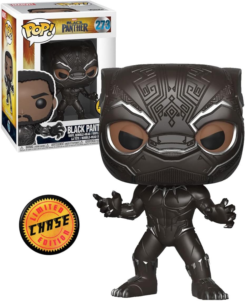 POP Marvel: Black Panther - Masked Black Panther Edition Chase Funko Pop! Vinyl Figure (Bundled with Compatible Pop Box Protector Case), Multicolored, 3.75 inches
