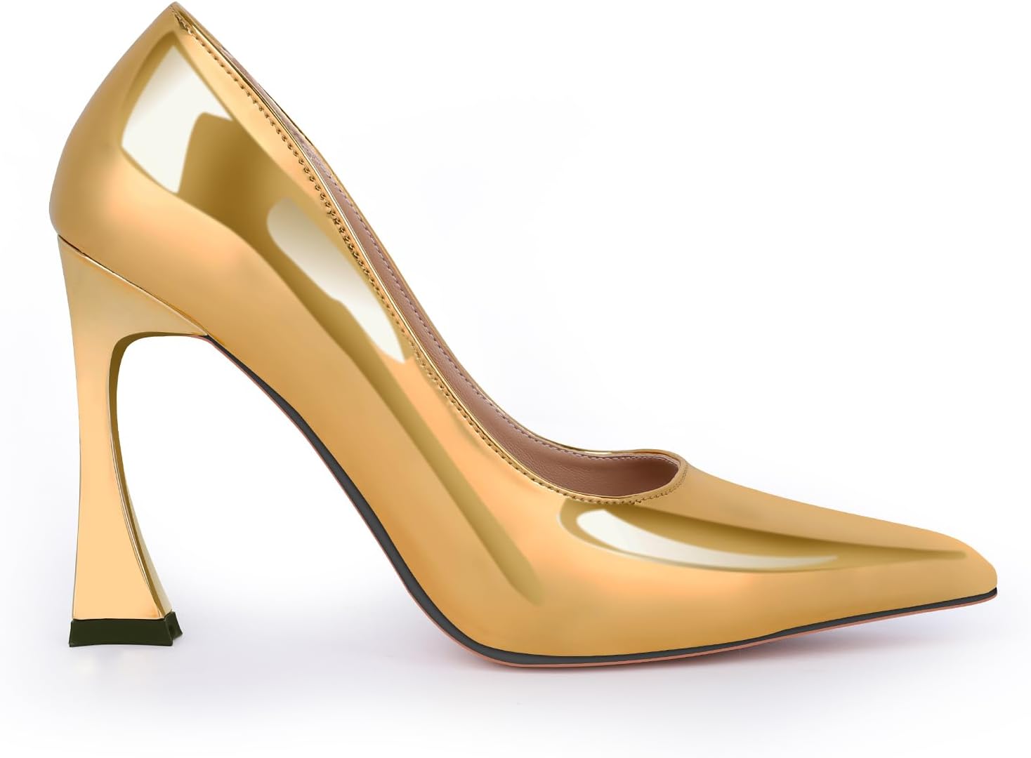 Womens Mid Heel Close Pointed Toe Pumps Buckle Bow-Knot Beaded Prom Dress Patent Leather Summer - Image 4