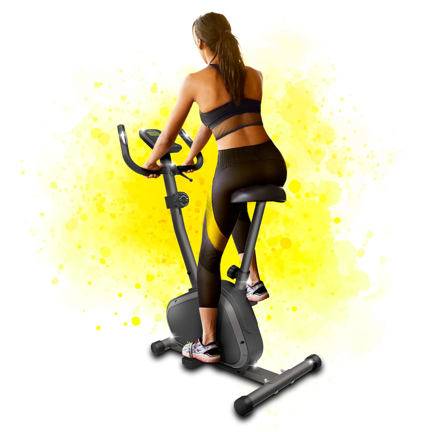 IDS Cyclette da Camera C100, Resistenza Magnetica 8 Livelli, Display Digitale Multifunzione, Sensori Cardio, Sella Regolabile Comfort XL, Pedali Tecnologia EasyFlow, Professionale, Sicura e Stabile