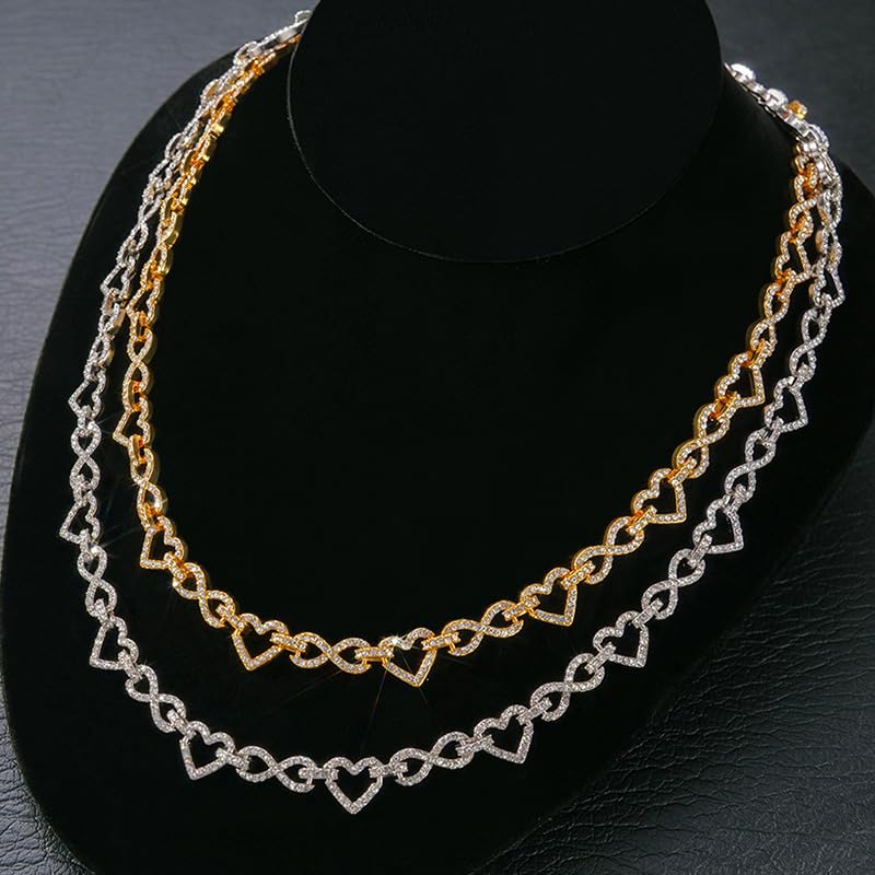 HELLOICE 20inches Iced Out Infinity Heart Chain Full CZ Infinity Heart Chain for Women and Men4