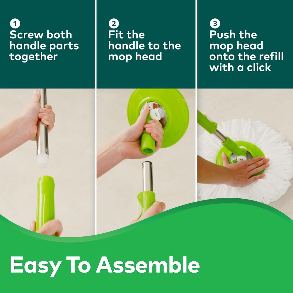 Scotch-Brite 2-in-1 Bucket Spin Mop (Green, 2 Refills), 4 Pcs