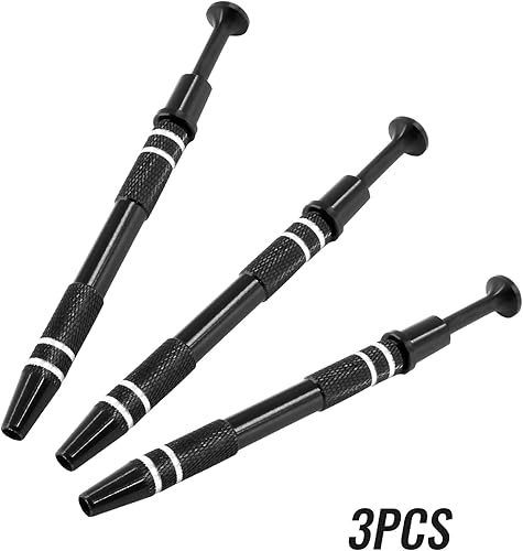 Miniatura 2 de Hitefu Herramienta de recogida de 4 garras de acero inoxidable para recogida de piezas pequeñas, pinzas negras de 4 puntas, pinzas de punta de