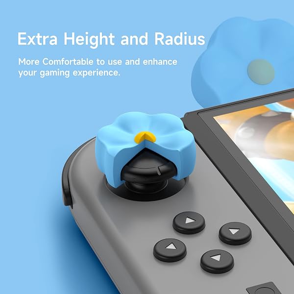 JINGDU Thumb Grip Caps for Switch Joy-Con, Cute Joystick Covers with 3D Pattern Cover Soft Adorable Silicone Analog 4Pcs Kit for Switch/OLED/Lite, Flower - 2