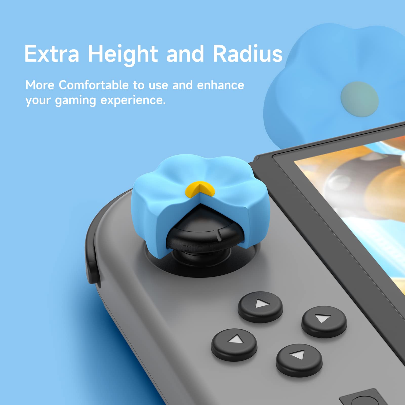 JINGDU Thumb Grip Caps for Switch Joy-Con, Cute Joystick Covers with 3D Pattern Cover Soft Adorable Silicone Analog 4Pcs Kit for Switch/OLED/Lite, Flower — view 2
