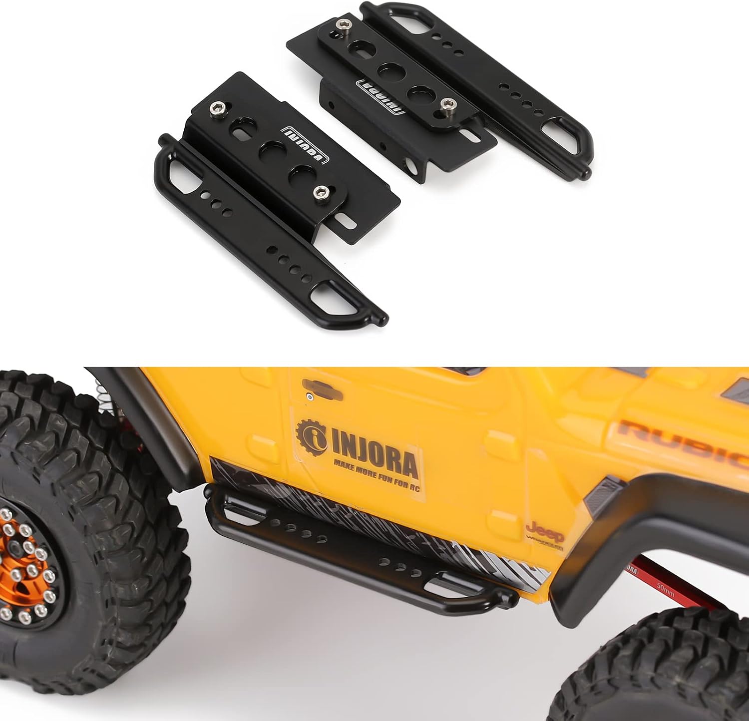 INJORA Rock Sliders 1/24 RC Car Pedals for Axial SCX24 Deadbolt JLU Bronco 4Runner Upgrade Part(Without Pattern)