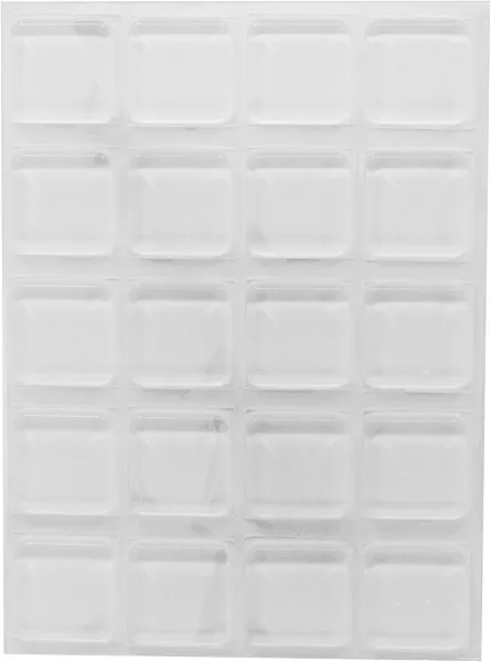 Rubber Bumpers Self Adhesive Large - 20 Pack - Rubber Pads for Cutting Board Feet - 1 Inch Square Clear Bumper Pads