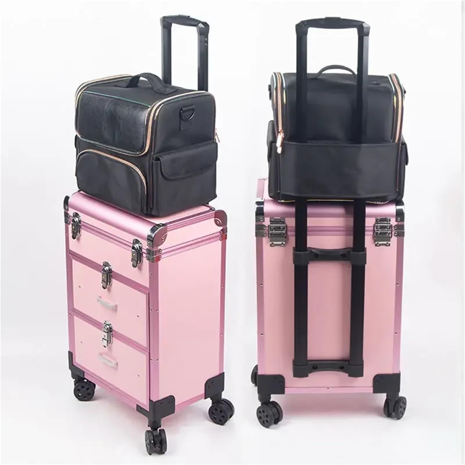 Nagellack Aufbewahrung Make-up-Box, professionelle Schönheit, Kosmetikkoffer, Make-up-Tasche, Nagel, mehrschichtiger Werkzeugkasten, Aufbewahrungsorganisator(Black A)