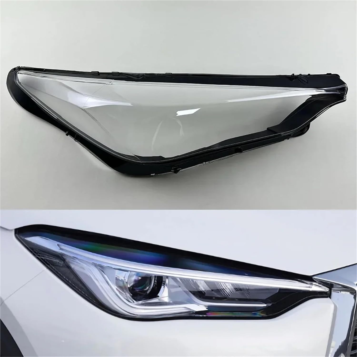 Compatible for Infiniti QX50 2018-2023 Car Transparent Lampshade Head Light Lamp Cover Glasses Shade Headlight Shell Lens Parts(Right)