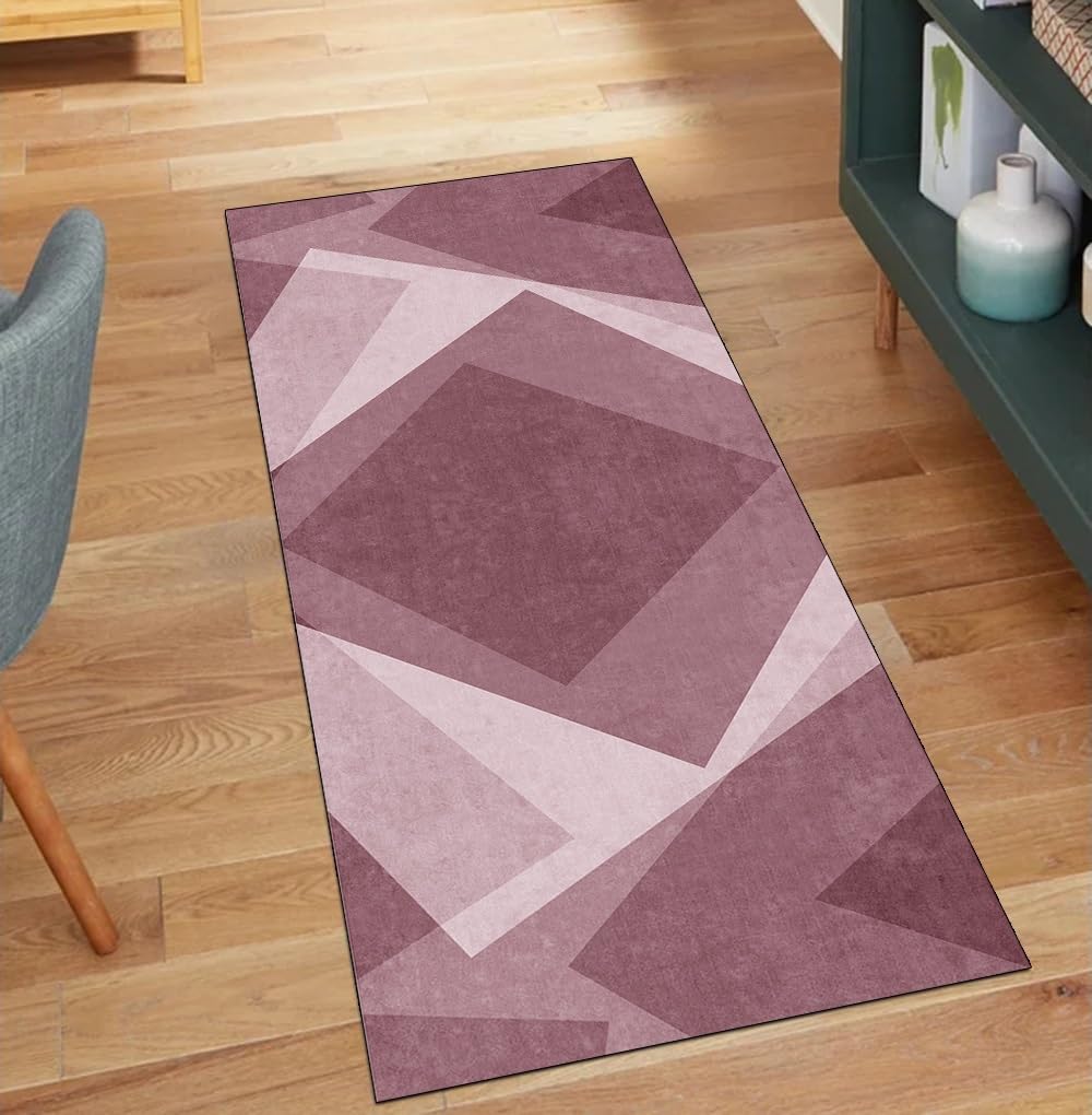 Alfombra de pasillo antideslizante rosa lavable de cocina de 90x120 cm