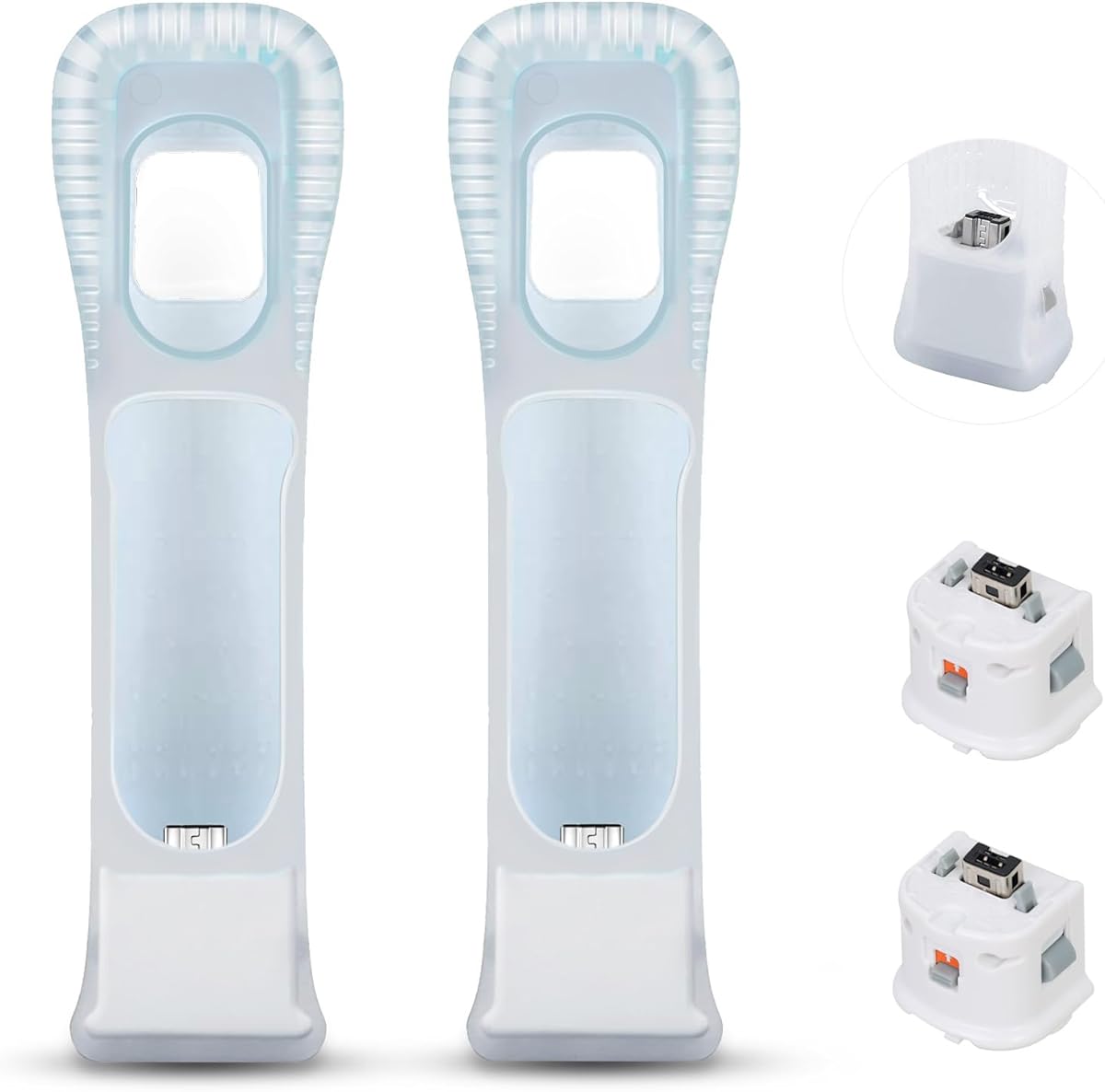 bangbird 2 Pack Motion Plus Adapter Sensor with Silicon Case for Nintendo Wii Remote Controller, Wii Motion Plus Adaptor Accelerator (White)