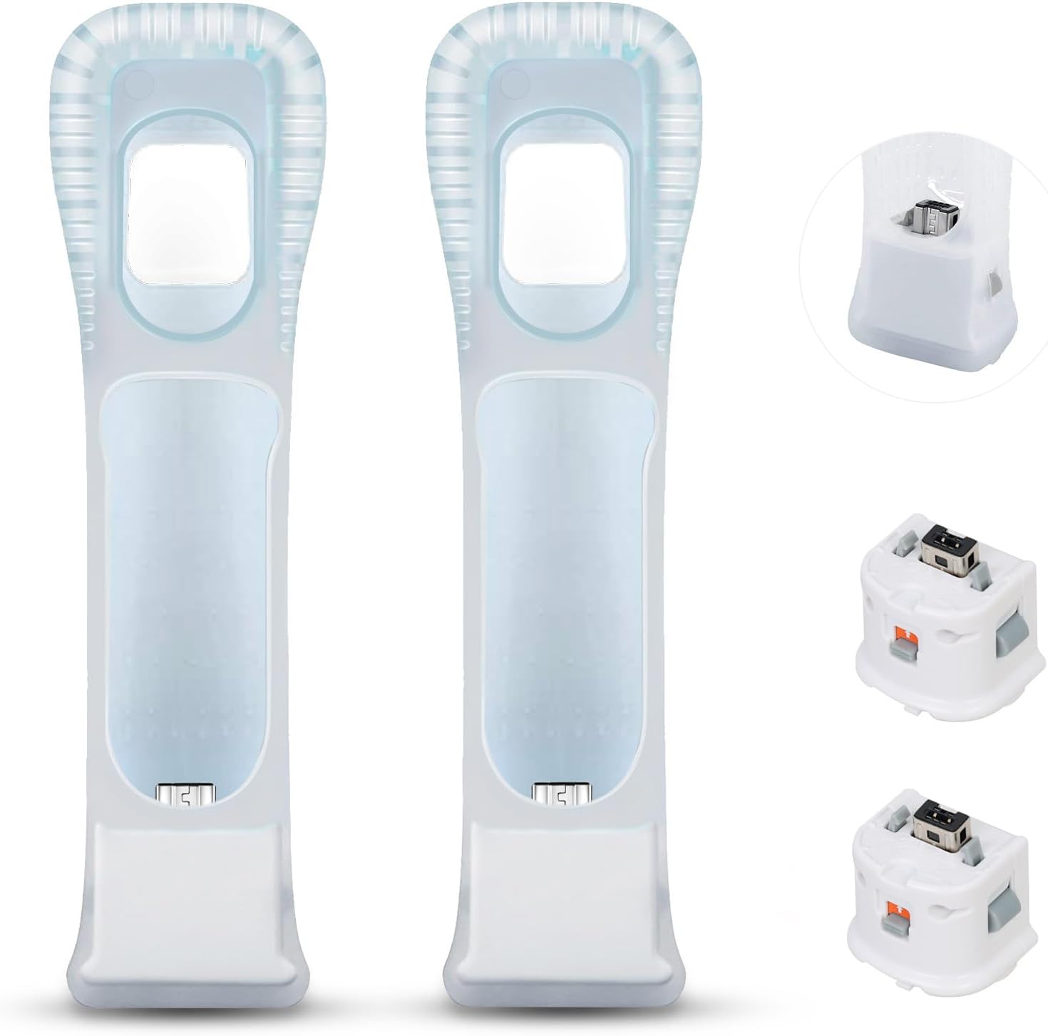 bangbird 2 Pack Motion Plus Adapter Sensor with Silicon Case for Nintendo Wii Remote Controller, Wii Motion Plus Adaptor Accelerator (White)