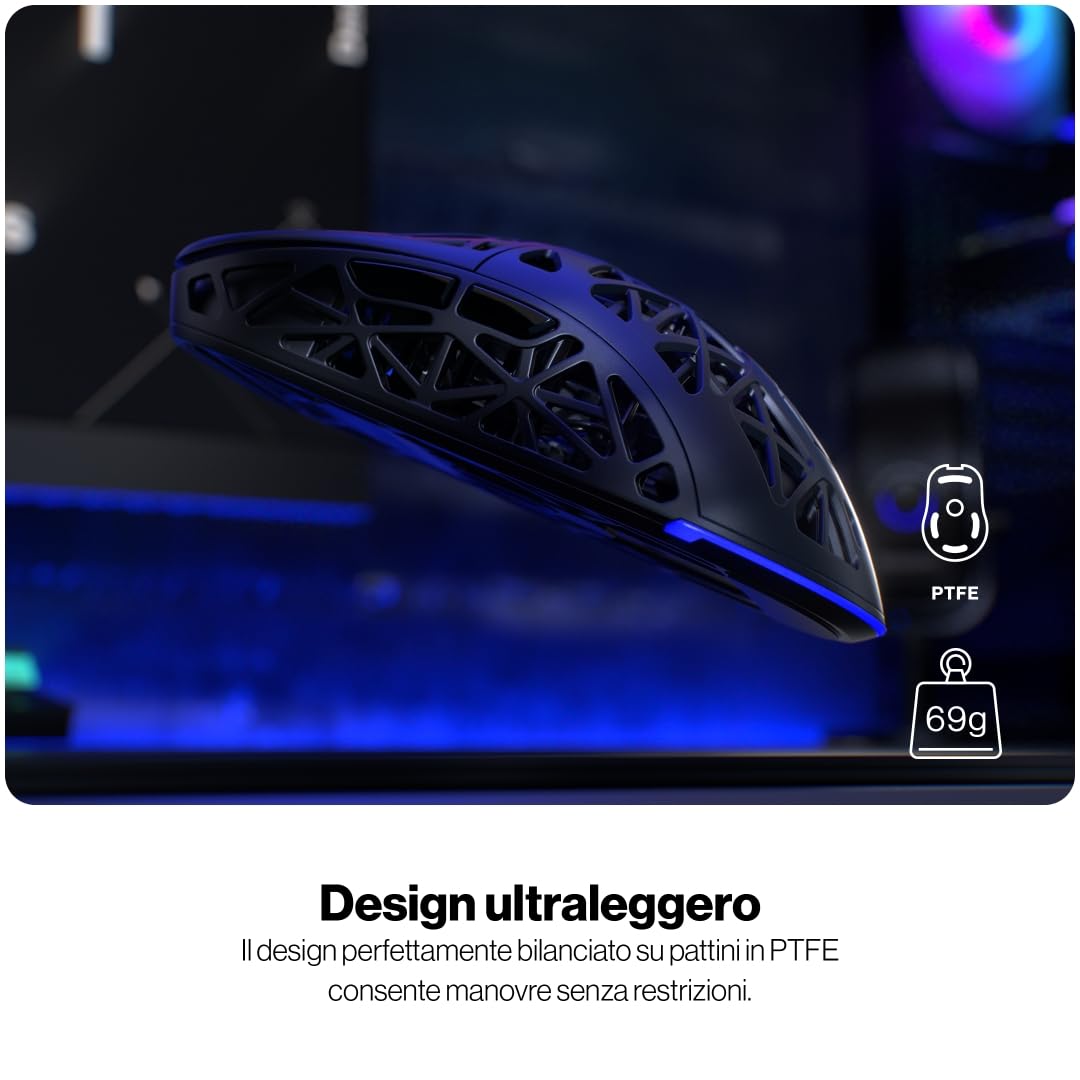 ENDORFY LIV Wireless, mouse da gioco, mouse senza fili, design ultraleggero (69 g), massimo 12.000 DPI, PixArt PAW3311, Kailh GM 4.0, 2,4GHz, BT, USB-A, retroilluminazione ARGB, EY6A018