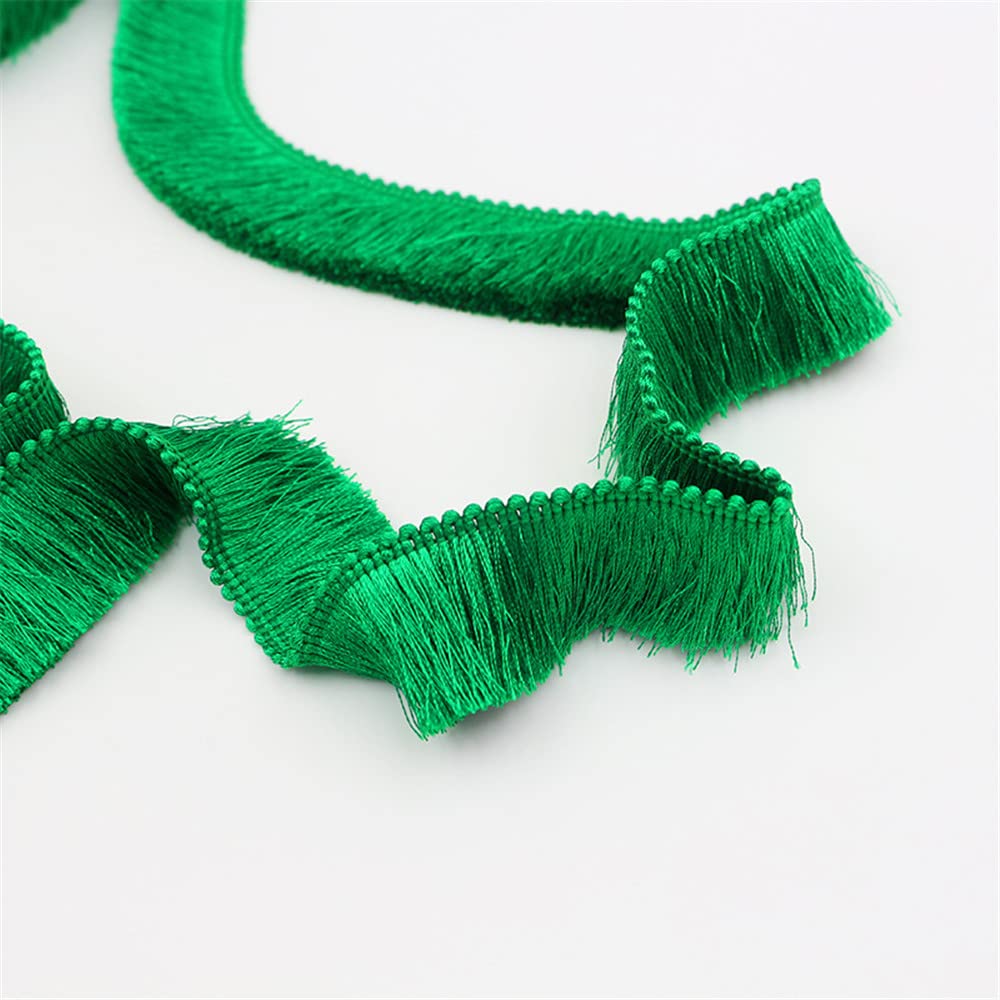 9 Meters 2.8cm Fringe Tassel Trim Fringe Trim Macrame Tassel Ribbon Cotton Tassel Lace Edging Trim Ribbon Lace Trim Fabric for Clothes Curtain Blanket Hammock Umbrella Decor Sewing (Christmas Green) — image 1