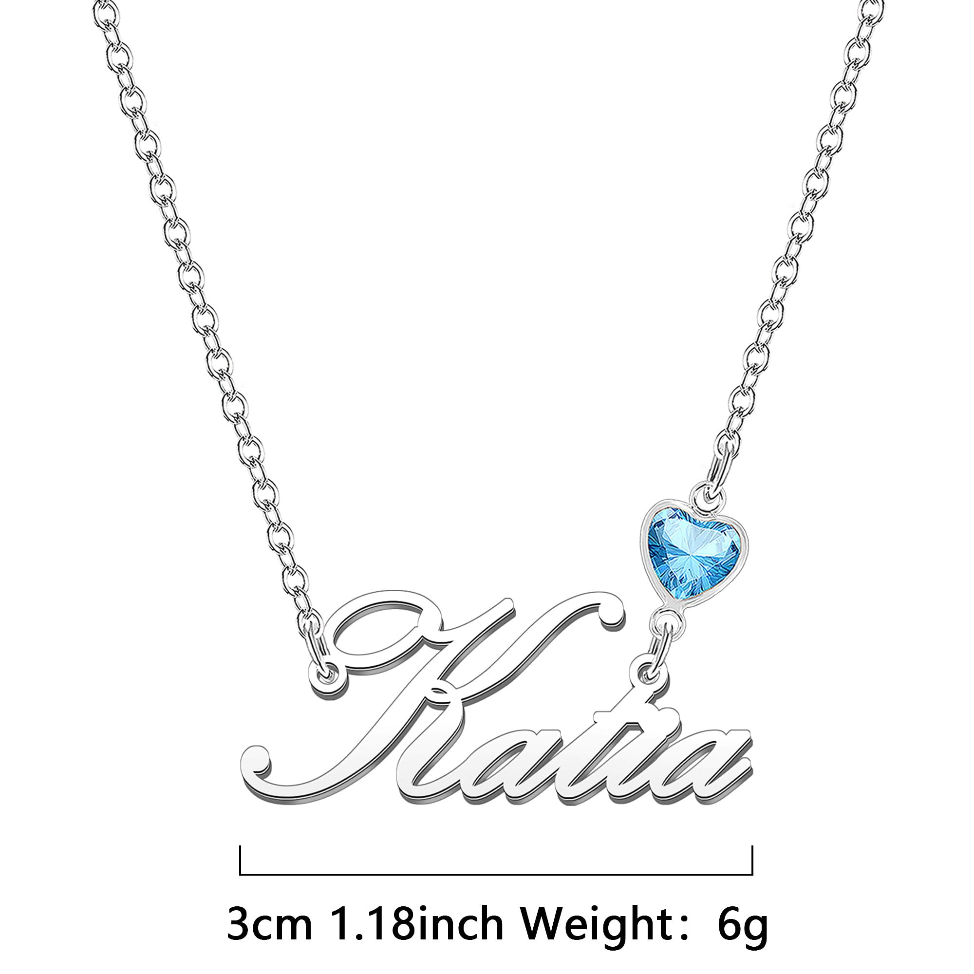 Kraven Collane Donna con Nome Daino Pietra di Nascita Blu Ciondolo con Nome Iniziale Personalizzate inciso su Misura Regali di Natale per Donne Ragazze Adolescenti Figlia