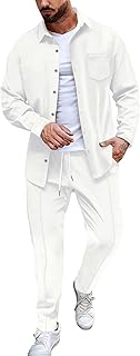 Trajes deportivos para hombre 2024, conjunto cálido de primavera y otoño, transpirable, manga doble enrollada, pantalones de camisa para hombre, traje de textura para hombre, trajes de Navidad para