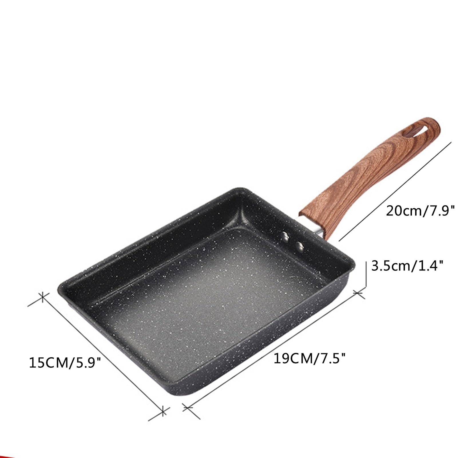 lvifloae Non Stick Griddle Pan Flat Griddle Pan for Stove Top Thick Egg Yaki Maiyaki Omelette Household Flat Breakfast Pan Flat Griddle Pan with Wood Handle (B1)