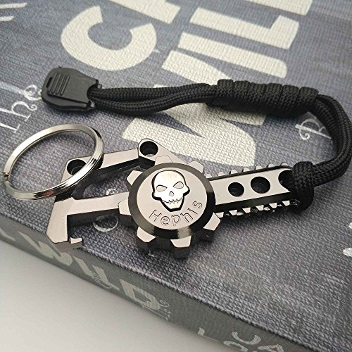 Hephis Chainsaw Skull Car Keychain with Dual Rings for Men,Women,Bottle Opener(Gun Black)