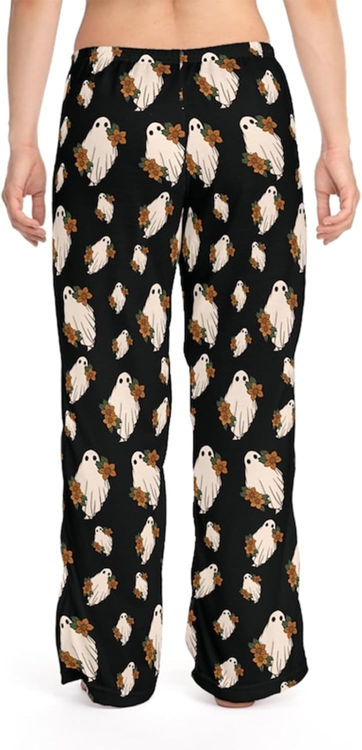 Women's Halloween Pajama Pants Elastic Waist Ghost Pumpkin Print Lounge Pants Comfy Drawstring Sleep Bottoms Pjs - Image 3