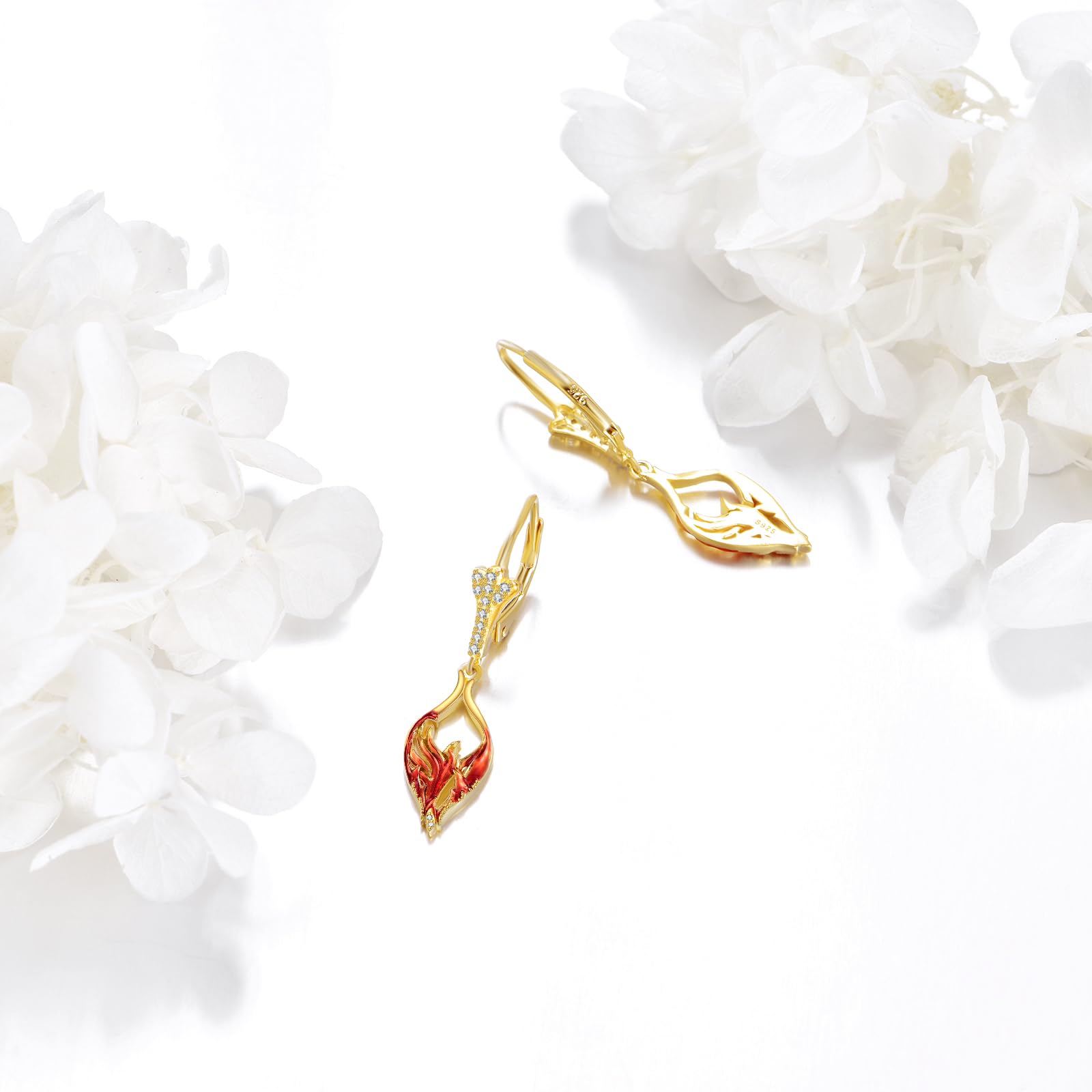Phönix Ohrringe für Damen Sterlingsilber Phönix Ohrhänger Gold mit Zirkon Phönix Schmuck Geschenke für Ehefrau Tochter Mutter