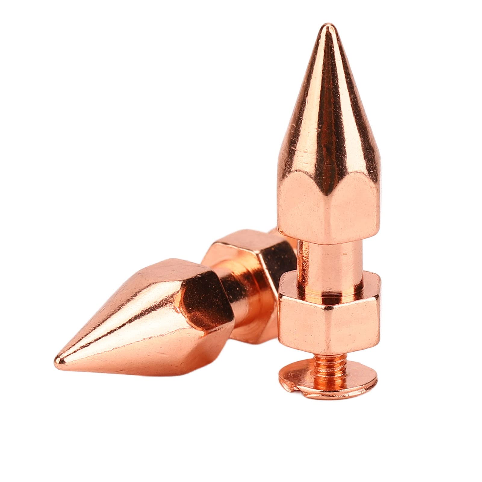 JEOZBM 100 Sets Nieten und Spikes, Kegelförmige Spikes Aus Roségoldenem Metall, Punk-Kleidungsspikes, Schraubnieten, Nieten für DIY-Schuhe, Gürtel, Taschen, Kleidung(8 * 26mm-Roségold)