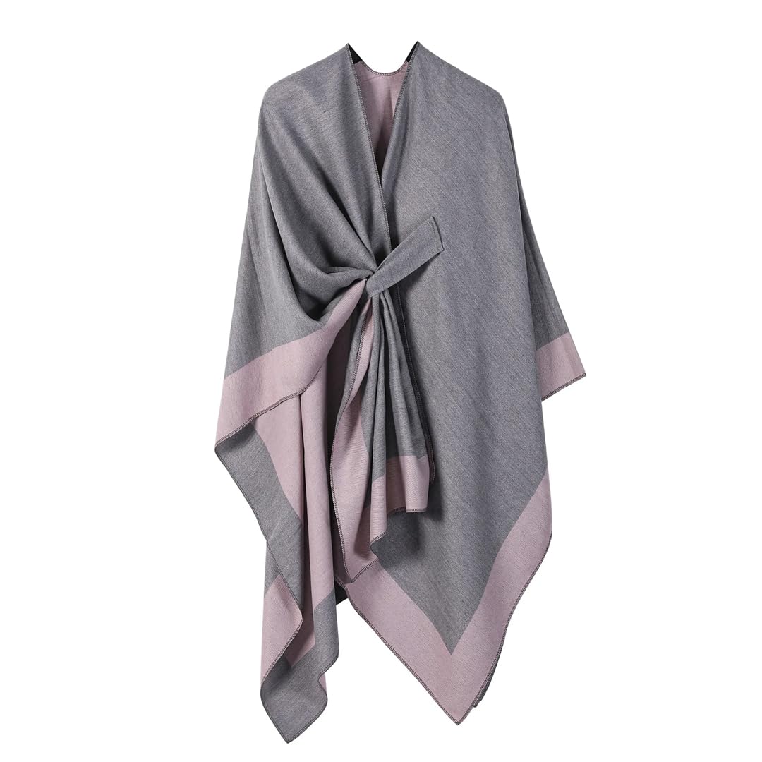 Disimlarl Mantello da donna lavorato a maglia cardigan scialle mantelle irregolari poncho mantelle caffè patchwork mantello