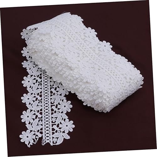 Miniatura 2 de EXCEART 10 Tela de encaje de borde decorativo Tela de encaje bordado de algodón para vestido de novia Diseño de borde Ordenador Blanco