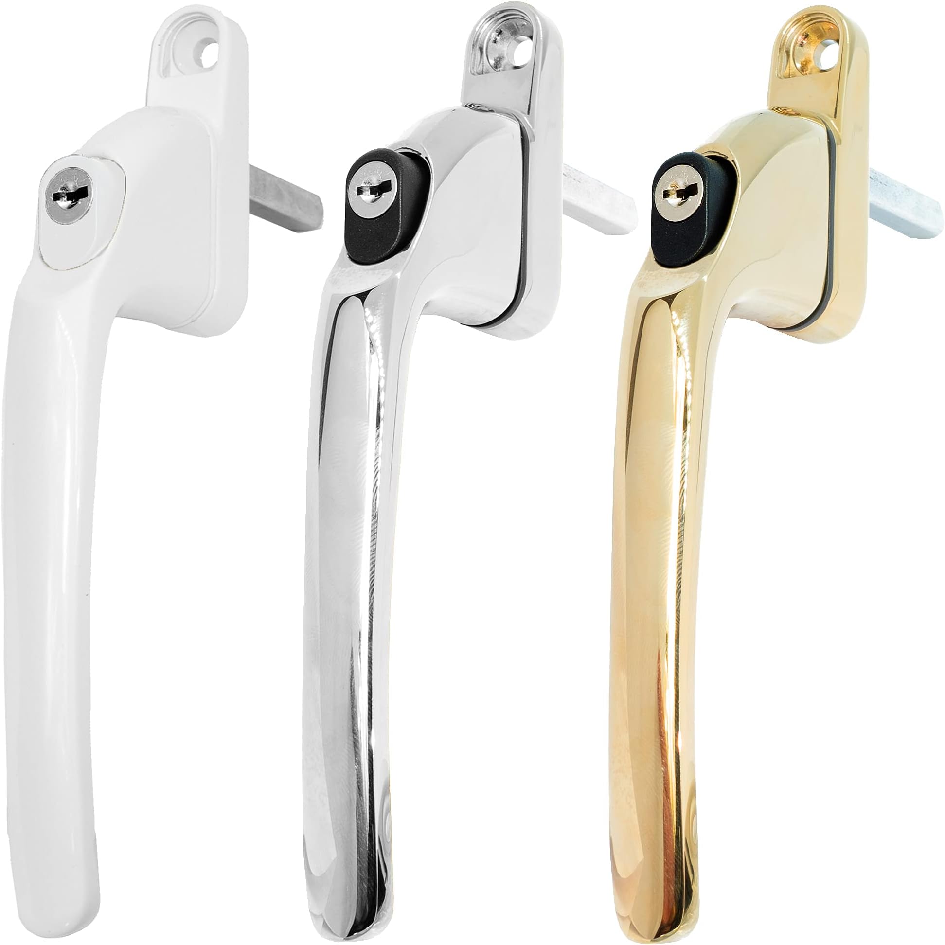 White UPVC Universal Inline Espag Lockable Window Handle Smart