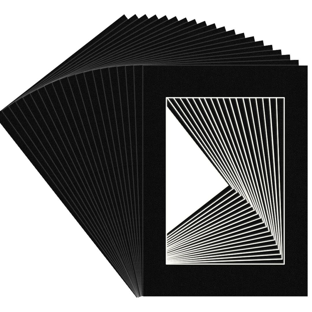 Procut Global A4 Black Picture Mounts for Frames - Fits A5 Aperture Size - Precision Cut Cardboard Photo Mounts - Mat Board for Prints, Artwork & Paintings - Pack of 20 — image 1