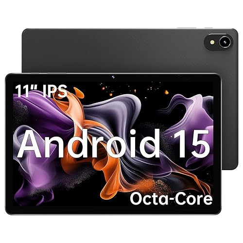 ApoloMedia 11" Tablet, 2025 Android 15 with Octa-core Processor, 8GB+128GB, 1TB Expandtion, 7000mAh Battery, HD IPS Large tableta,WiFi 6&BT5.0, Support GMS (Black, Case not Included)