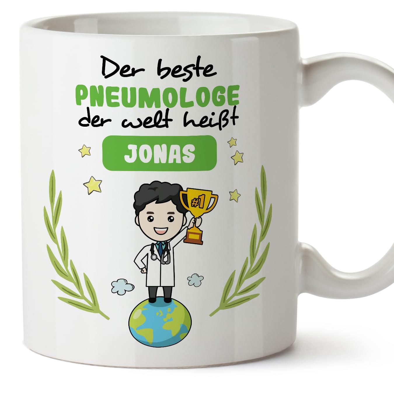 MUGFFINS Personalised Mug for Pulmonologist Man - in German - der Beste der Welt - Funny Custom Gift for Colleagues - Ceramic 11oz Mug