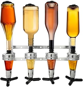 4-Bottle Wall Liquor Dispenser and Bar Butler Holder Station