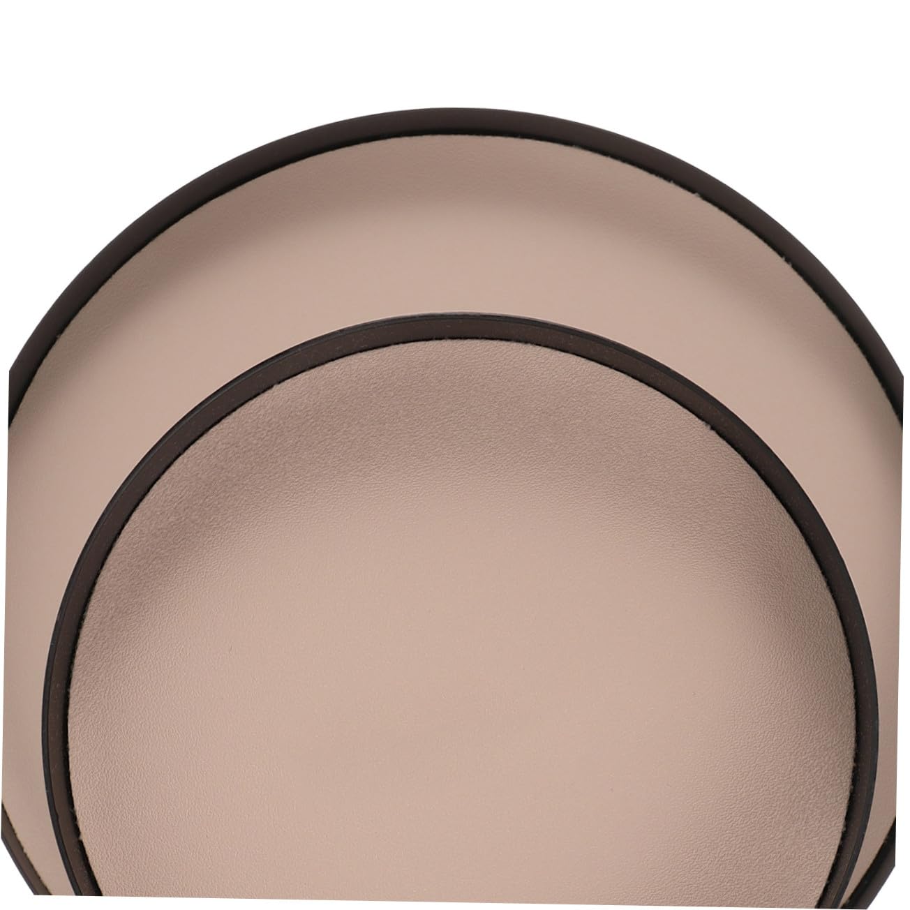 DOITOOL Bandeja Organizadora de Doble Capa para Tocador, Almacenamiento Multifunción en Hierro y Cuero Beige, Bandeja Redonda Compacta para Cosméticos y Artículos de Hogar