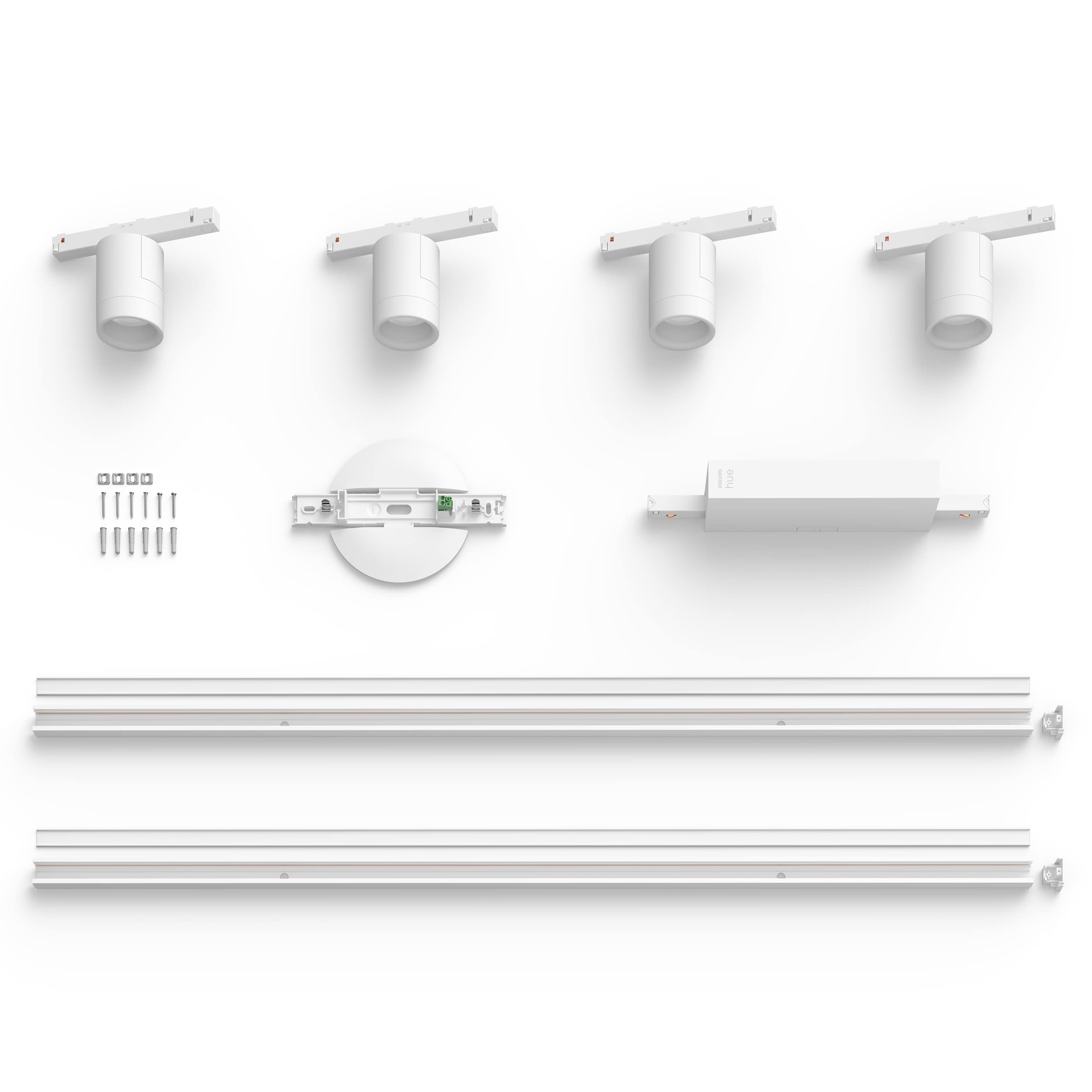 Philips Hue - Perifo Iluminación en carril Luz Blanca y de Colores - Set carril y 4 focos (blanco) - 212cm - Anclajes incluidos