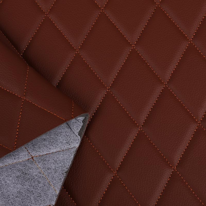 Quilted Foam Vinyl Fabric Simple Stripe Diamond Pattern Thick Sponge Backing for Furniture Upholstery, Car Headliner, Headboards,DIY Projects, 39x61 inch (Black&red)