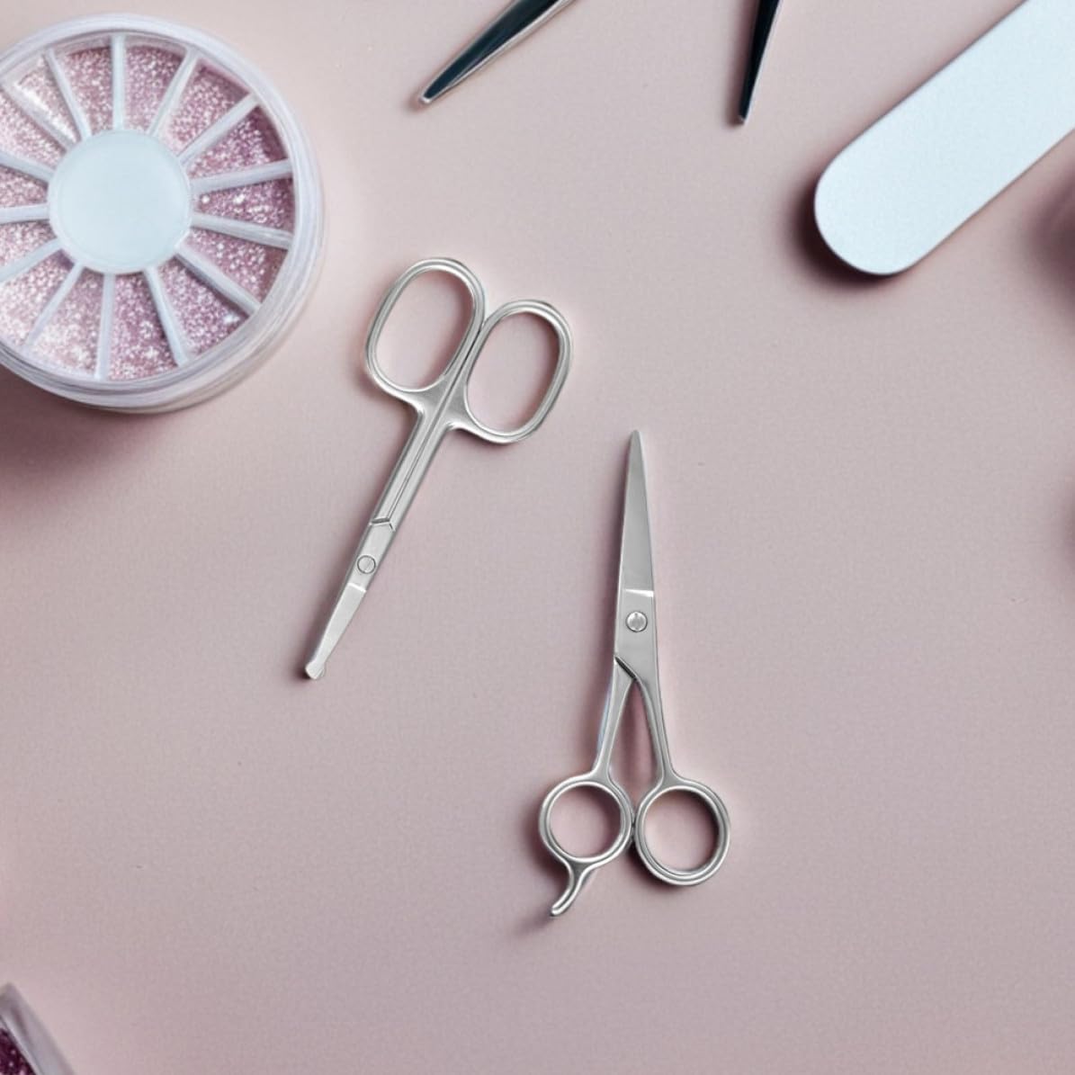 2pcs Stainless Steel Eyebrow Scissors for Facial Hair Trimming