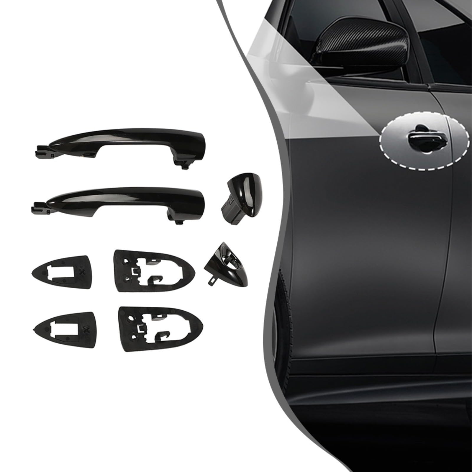 1 paio di maniglie per porta anteriori nere compatibili con Alfa per Romeo, Giulietta, Mito, Lancia Y, OEM 2156145296 156145295