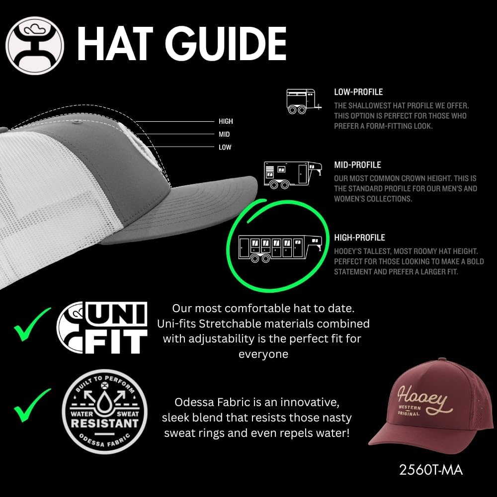 HOOEY OG Adjustable Snapback Hat - Trucker Hat for Men & Women with Mesh Back, 5 Panel Baseball Cap w/Rope Detail, OSFA