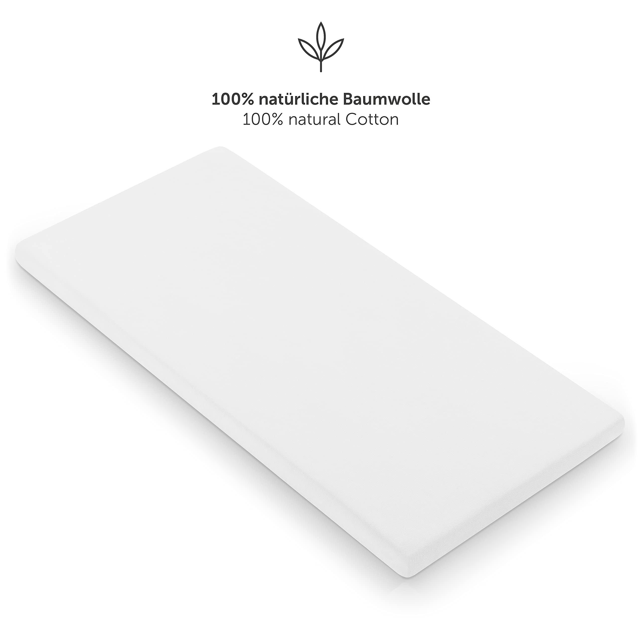 Laleni Lenzuola Culla Neonato - Lenzuola Lettino - Lenzuola Carrozzina Neonato - Coprimaterasso Culla con Angoli Elastici - Coprimaterasso Lettino 100% Cotone 135gsm - Bianco - 60x120-70x140cm