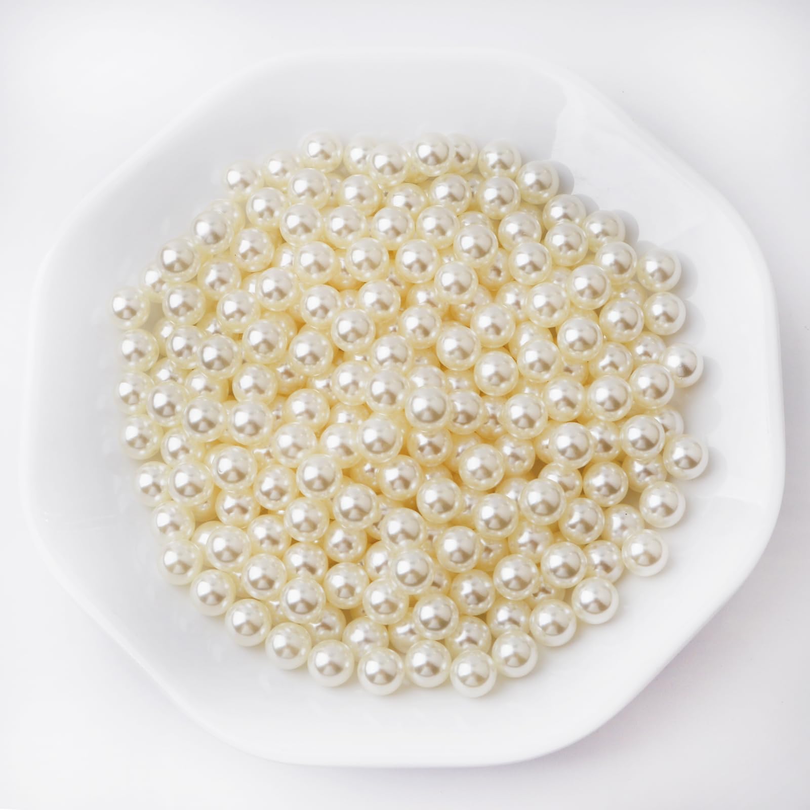 Yixuan Elegant Glossy Polished Pearl Beads, 300pcs 10mm Non Drilled Plastic Pearls, Faux Pearl Beads Without Holes for Vase Filler, DIY Craft, Table Scatter, Wedding Decoration, Home Decoration