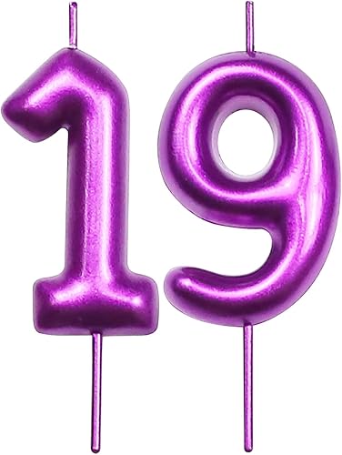 DERVENTA Vela con números morados de 2.36 pulgadas, decoración perfecta para cumpleaños, brunch y postre, decoración de pastel de postre, 1 pieza
