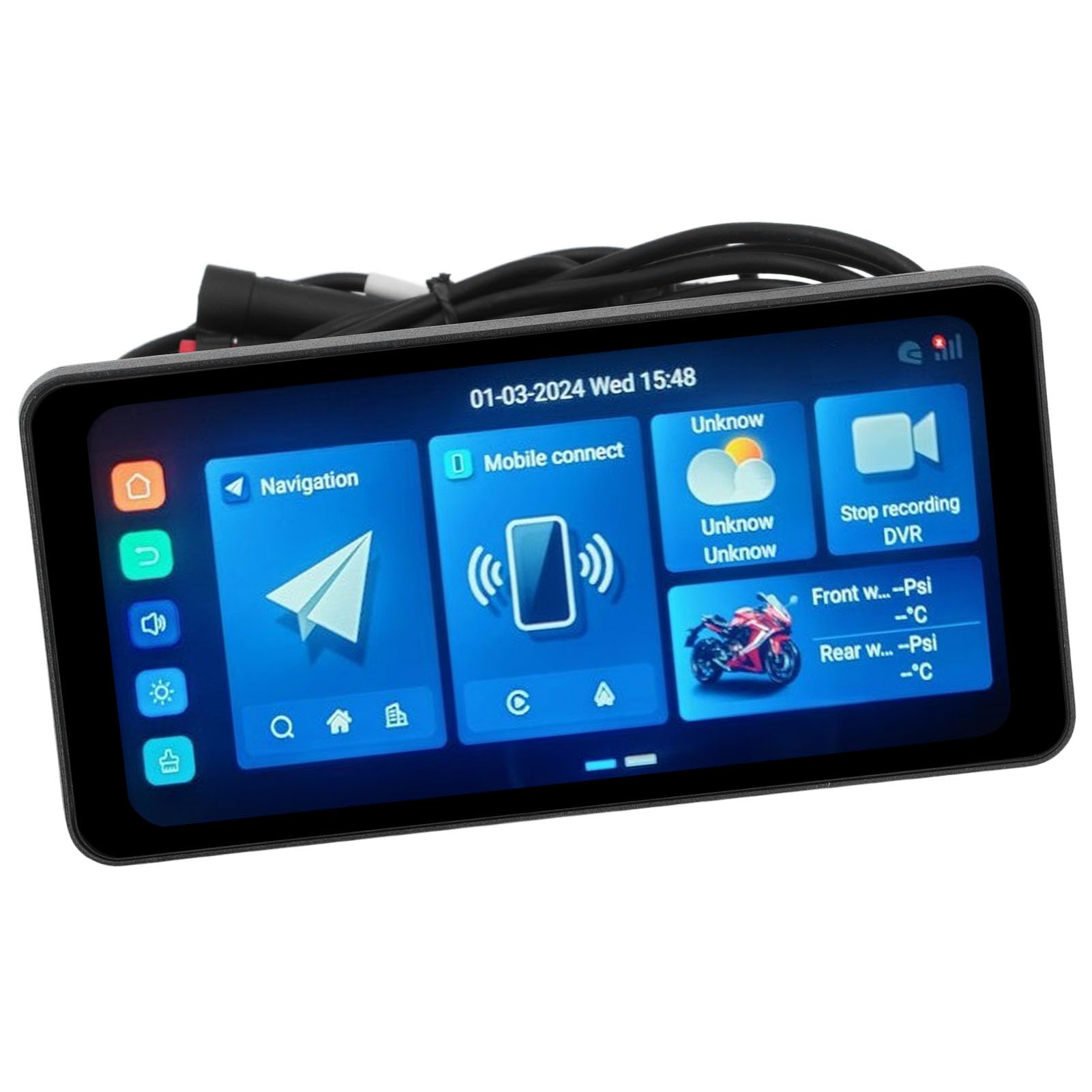 Pyhodi Navigateur GPS pour Moto, écran Haute Résolution étanche de 7 Pouces, Double connectivité, sécurité Supplémentaire avec Caméras Avant et Arrière pour la Conduite, Pyhodi86v1sohuwf