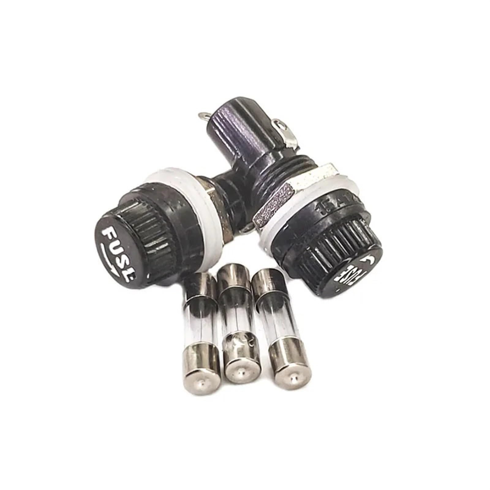 10 pz 5x20 Presa Fusibile Montaggio A Pannello Presa Fusibile e Fusibile in Vetro 5x20mm 0.1A-30A F2AL 2.5A 250V Fusibile Veloce(0.2A)