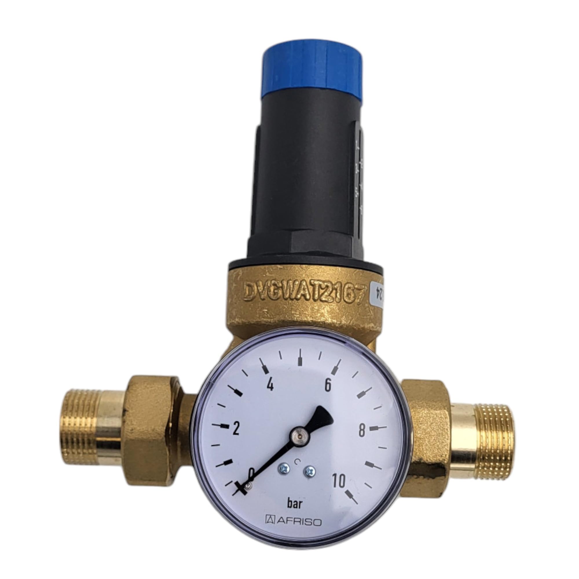 zbs24 Druckminderer für Wasser DN20-3/4 Zoll delphisXpert DRV mit Anschlussverschraubungen Aussengewinde - Handwerkerqualität DVGW geprüft - inkl. Manometer 0-10 bar
