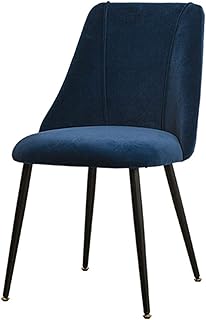 Sillas de Comedor Tapizadas de Terciopelo con Respaldo y Patas de Metal para Comedor, La Sala De Estar y el Dormitorio, Terciopelo,Azul,Black Leg