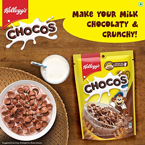 Image of Kellogg's Chocos, with Protein & Fibre of 1 Roti* in Each Bowl**, High in Calcium & Protein, with 10 Essential Vitamins & Minerals, Breakfast Cereals, 385g Pack