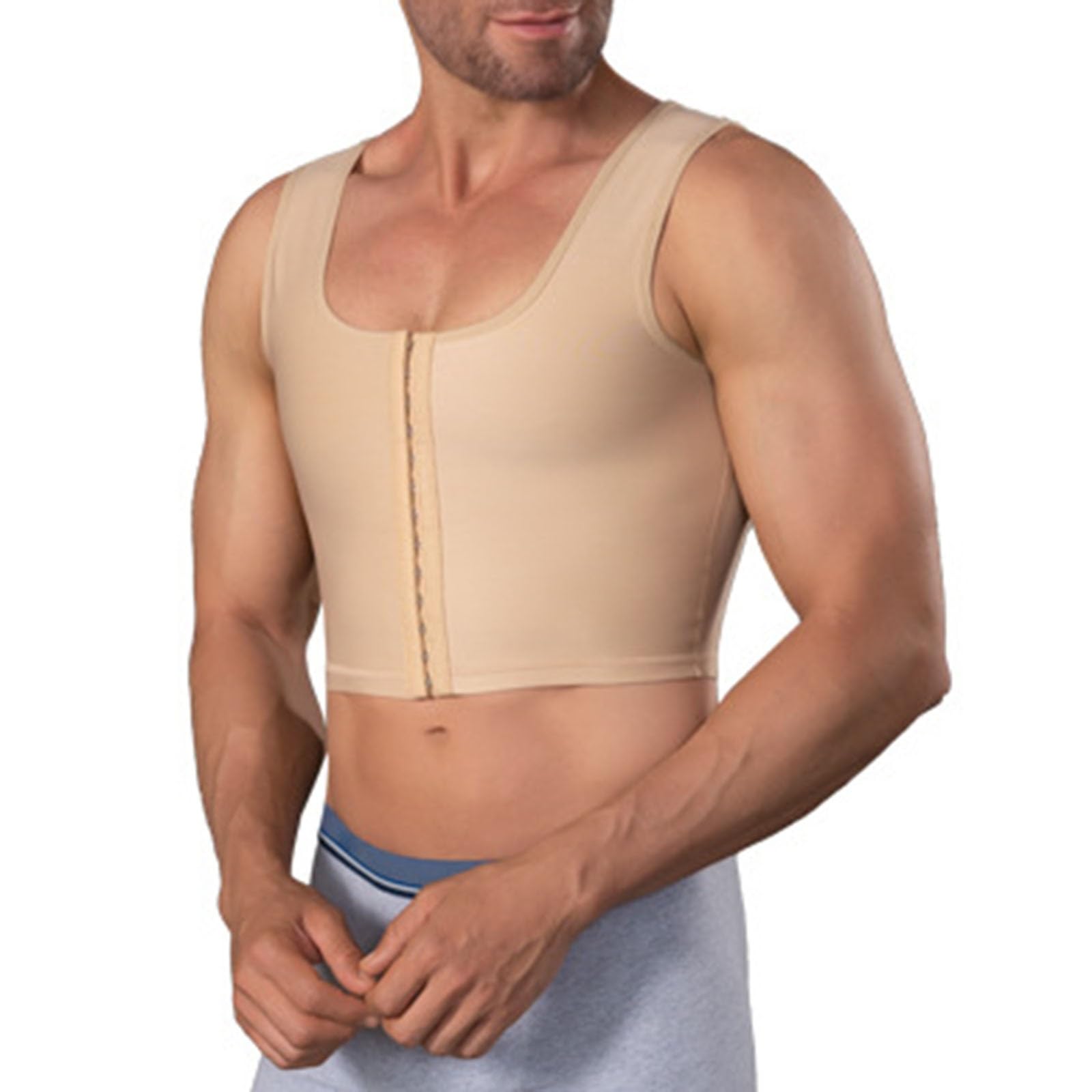 Mens Firm Compression Vest Gynecomastia Compression Post Surgery Tank Top for Breast & Chest Support(M)