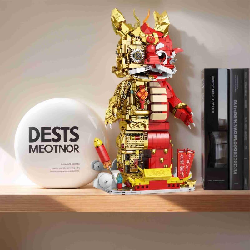 Mechanical Dragon Robot Building Set 1962 PCS, Red Block Kit with Display Case & Tools, STEM Toy Gift for Kids Ages 8-12, Holiday Birthday Gift Idea