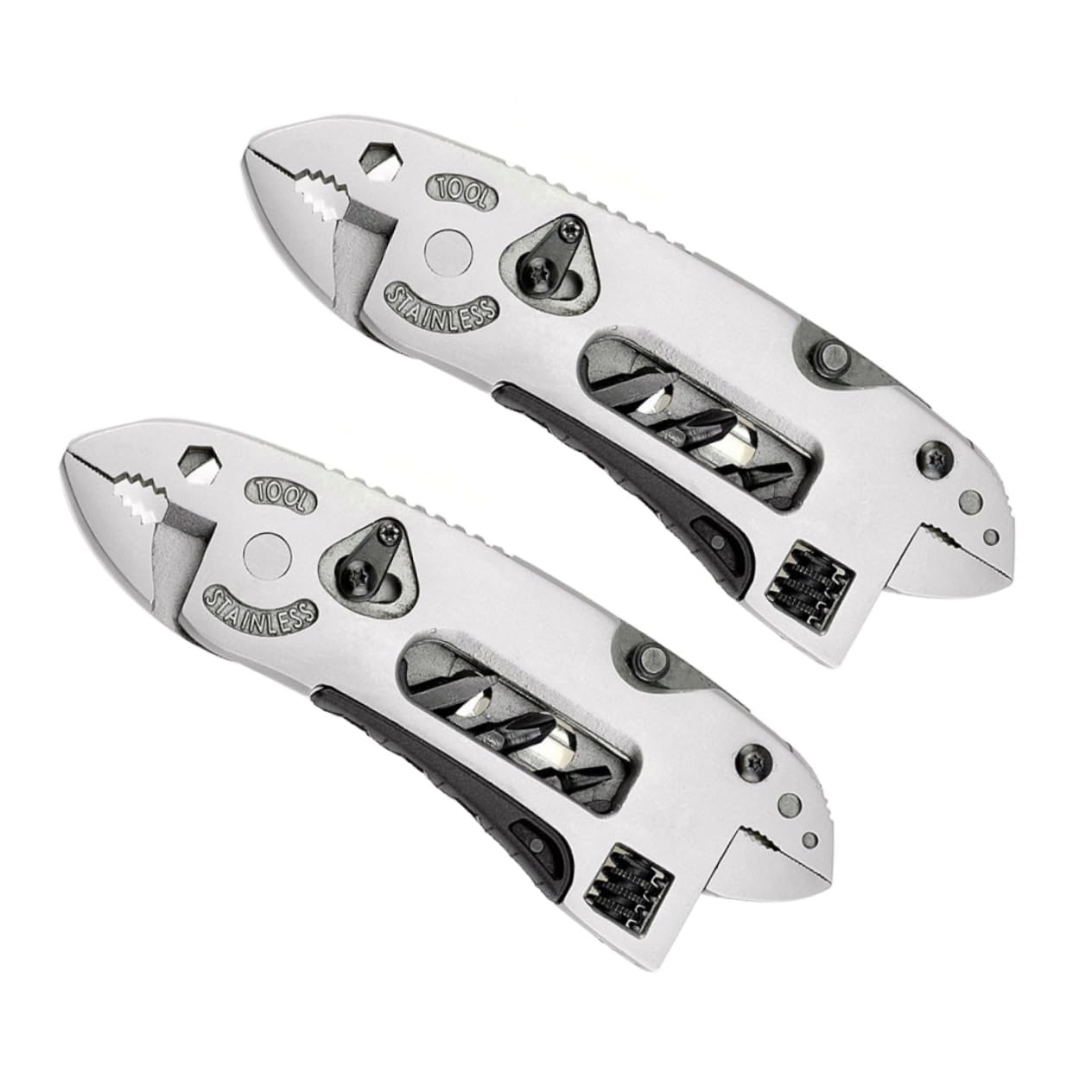 SHINEOFI Pinces Multifonctions Portables Outil Multi-usage Compact en Acier Inoxydable 2 Pièces pour Camping et Activités de Plein Air