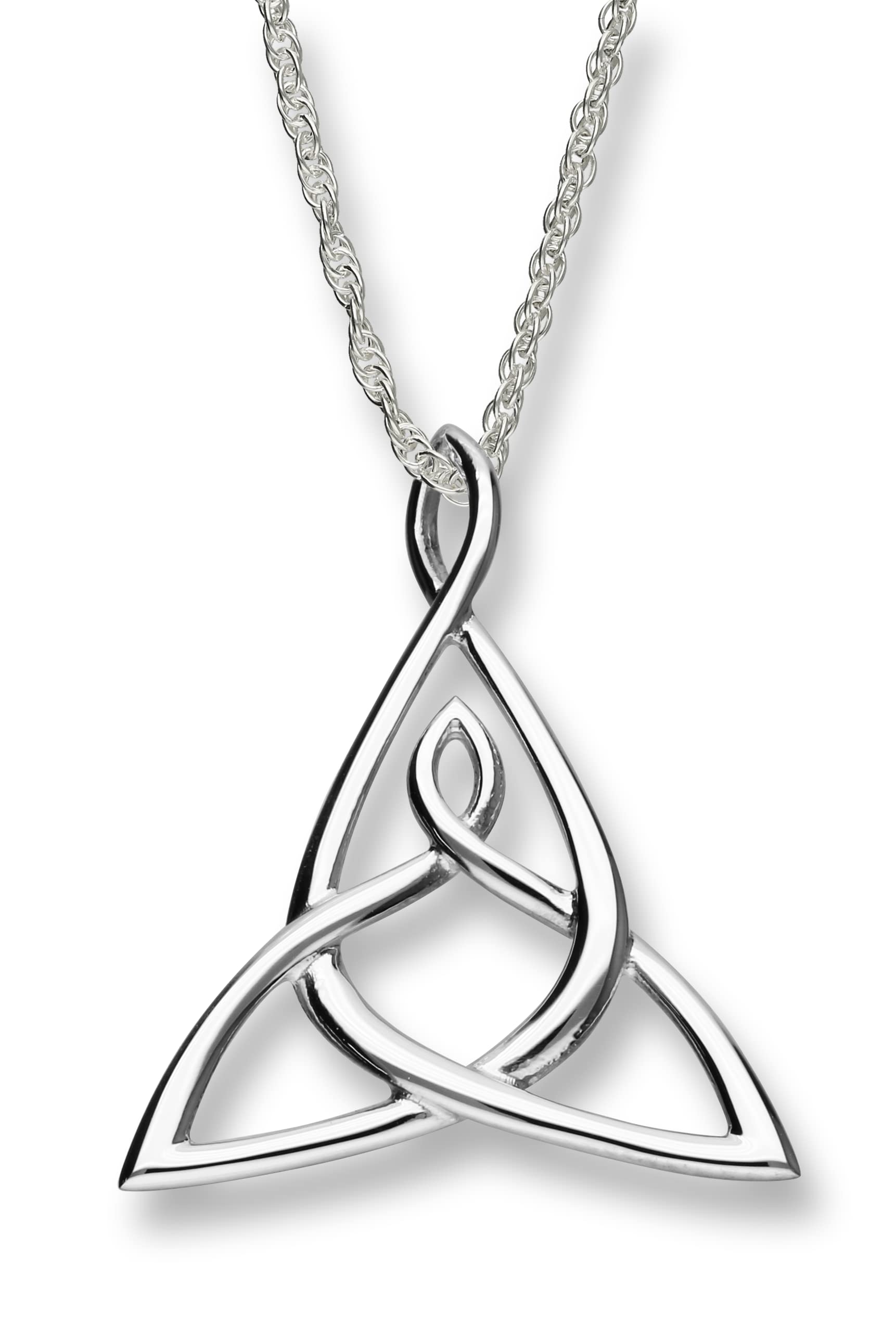 ORTAK 925 Sterling Silver Handmade Pendant Necklace | Triangle Trinity Inspired | Celtic Mother And Child Design | High Polished | Fine Jewellery | Made In Scotland